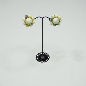 2/$30 - Vintage Turquoise and Yellow Clip-On Earrings